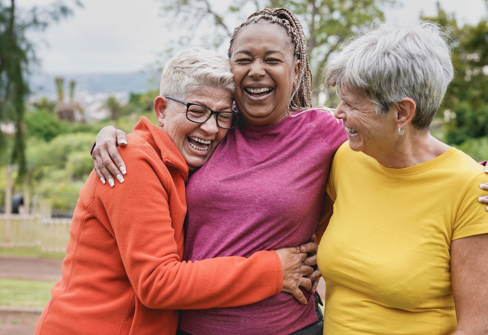 Group of elderly friends laughing