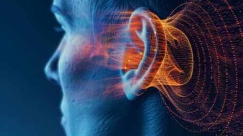 Illustration of hearing loss caused by loud sounds.